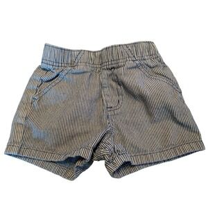 Carhartt Kids Hickory Stripe Canvas Shorts Blue White Elastic Waist Workwear